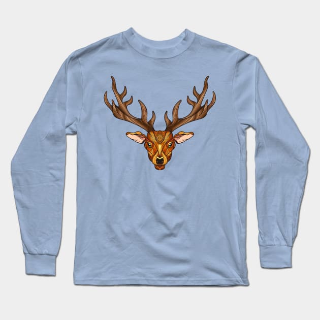 Mandala deer design with a deer designed in a mandala style Long Sleeve T-Shirt by g14u